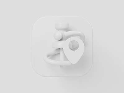 Pin squared icon - Clay 3d 3d icon app blender c4d clay cycles icon icon set icons illustration maps pin render rounded sphere square ui ux white