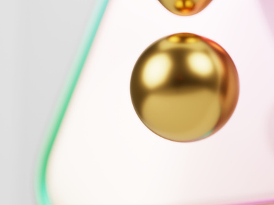 Signal squared icon - Detail 3d 3d icon blender c4d cycles design glass glossy gold graphic design green icon icon set icons illustration product design render sphere ui ux