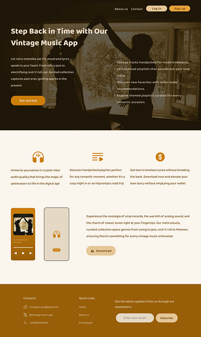 Vintage music app website design branding graphic design ui visual design web design