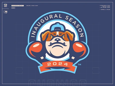 New England Knockouts | Inaugural Season Lockup badge baseball boston boxer brand branding bulldog design illustration inaugural knockout ko logo massachusetts new england patch roundel sport sports vector