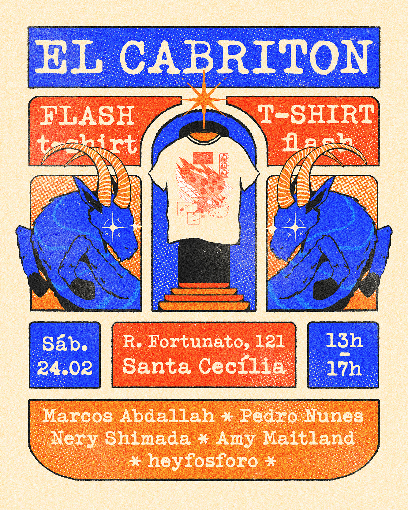 Flash T-shirt poster event gig poster goat grit illustration poster retro stamp star surreal tattoo texture tshirt vintage zodiac