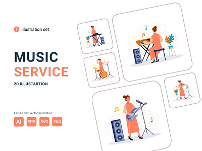 Music Service Illustration set illustration illustration design illustration vector music music design music illustration