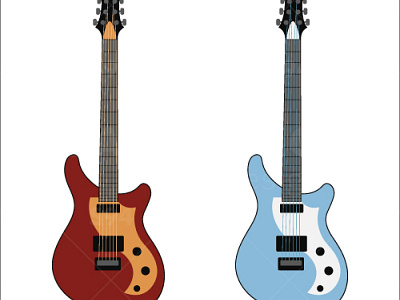 Retro electric colorful guitar, a vector vintage illustration 80s 80sretro 90s 90sretro graphic design illustration musician oldschool