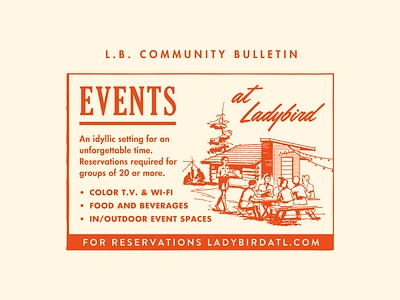 Lady Bird Menu - Ad ad advertising atlanta bbq branding camp camping dining ladybird magazine menu menu design mess hall picnic promotional restaurant restaurant branding retro retro illustration spot illustration