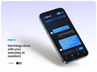 Pixie AI ai app application assistant chat design mobile ui uiux user interface