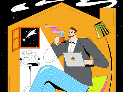 Telecommuting 2d art artwork creative design home illustration telecommuting vector
