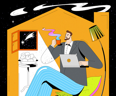 Telecommuting 2d art artwork creative design home illustration telecommuting vector