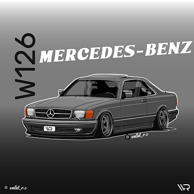 Mercedes-Benz w126 Illustration ai artwork automotive illustrations cars coupe design digitalart graphic design illustration mercedes benz w126