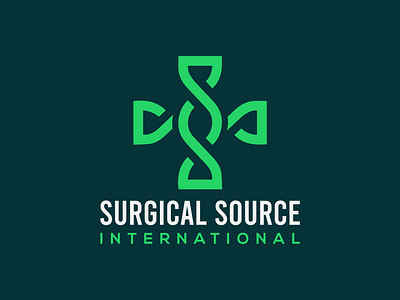 Surgical Equipment Logo bold branding designer dna equipment green health hospital icon logo medical mockup plus red cross s logo supply surgery surgical symbol uiux
