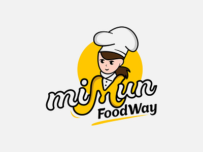 Food Chef Mascot Logo branding cake cartoon character chef chef logo designer dessert female food food business homemade illustration logo m logo mascot minimal online organic startup