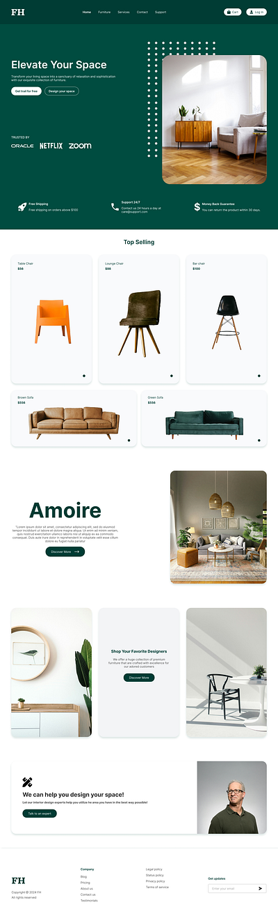Furniture online shop landing page online shop ui