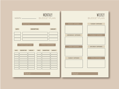 Monthly and weekly budget planner budgetplanner design expensetracker graphic design monthlyplanner weeklyplaner