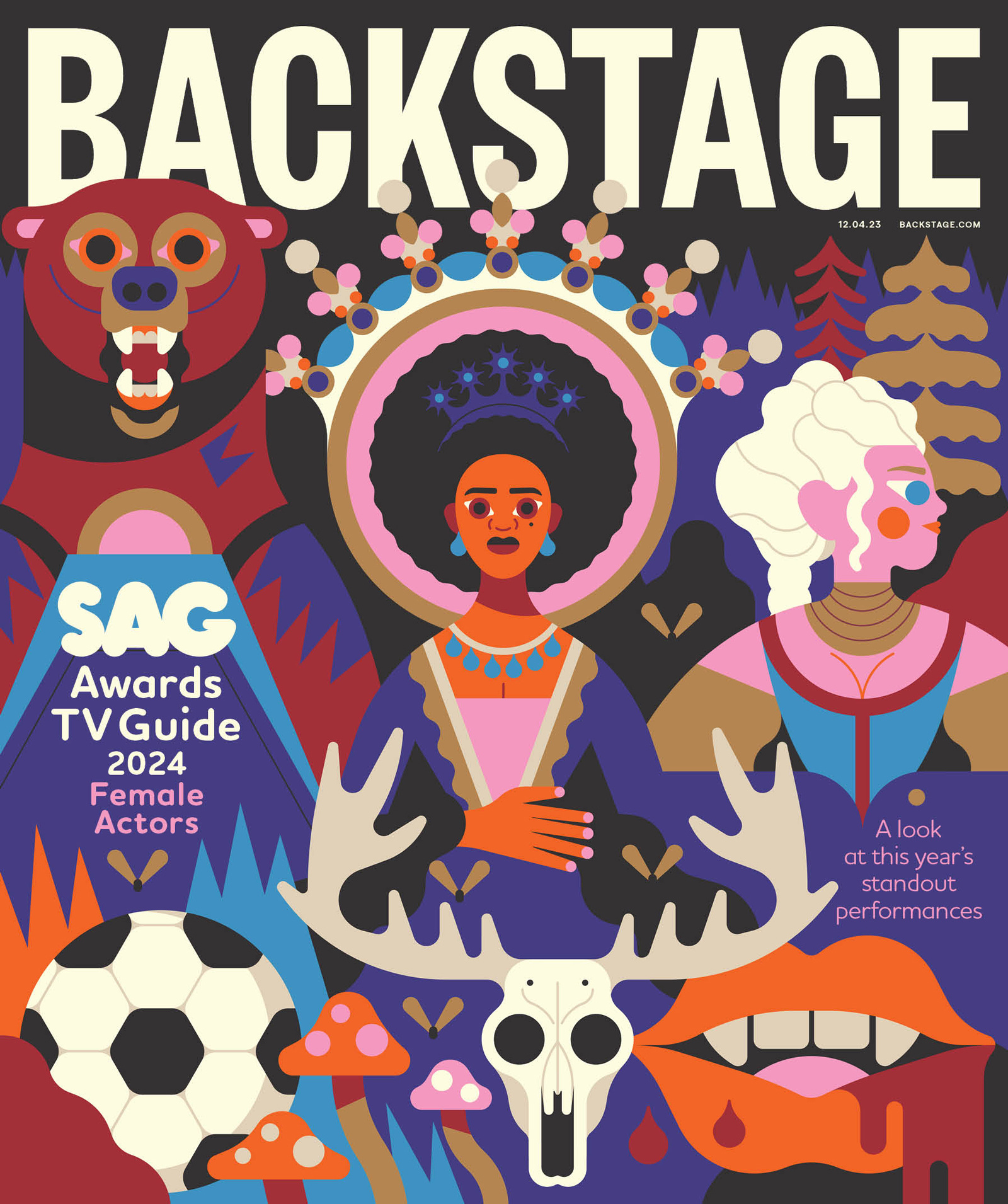 SAG Awards 2d character digital editorial film flat folioart geometric illustration magazine cover movie owen davey theatre tv