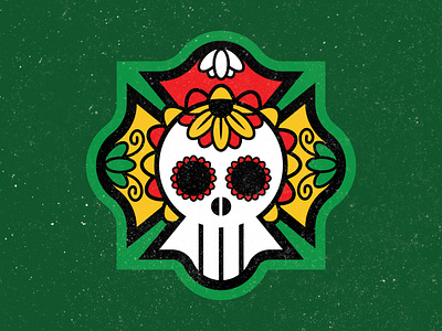 Sugar Skull Maltese Cross branding design firefighter logo logo design