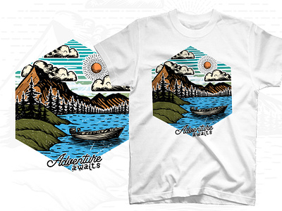 Adventure awaits outdoor t shirt design illustration river vector t shirt vector