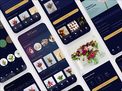 Florist app - Fiora android app branding design design kit ecommerce favorite floral florist flower ios logo mobile profile search ui ui kit ux uxui wedding