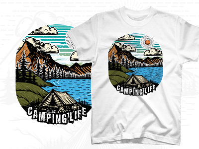 Camping outdoor adventure t shirt design illustration adventure camper adventure outdoor camping t shirt camping vector