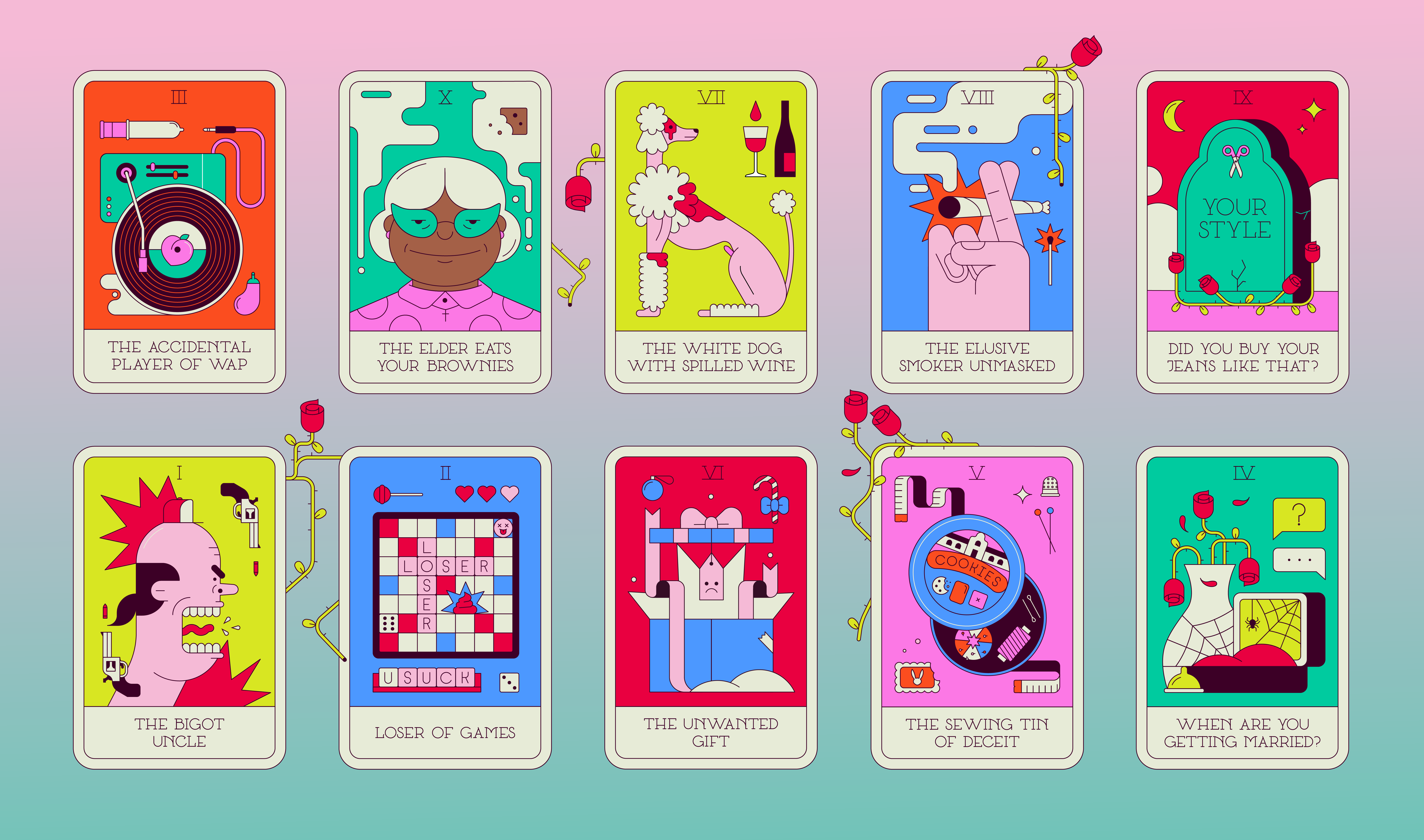 Bad Omens 2d batch cards character colour design digital editorial flat folioart humour illustration line vector