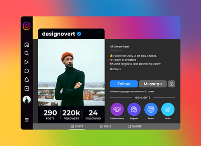 Profile Page dailyui design figma instagram page profile profile page redesign redesigned ui ux web design webpage website