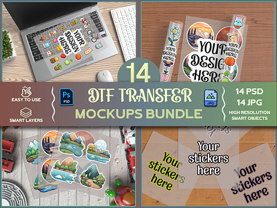 DTF transfer mockups bundle vinyl sticker transfer mockups