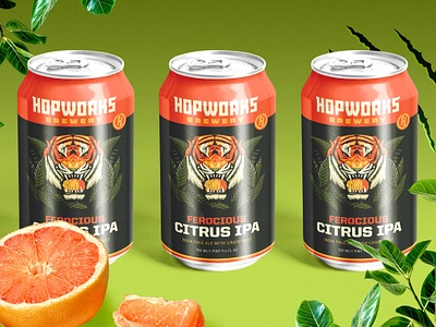 Hopworks Brewery: Ferocious Citrus Concept branding design drawing graphic design illustration logo packaging tigers typography ui ux vector