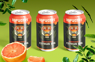 Hopworks Brewery: Ferocious Citrus Concept branding design drawing graphic design illustration logo packaging tigers typography ui ux vector