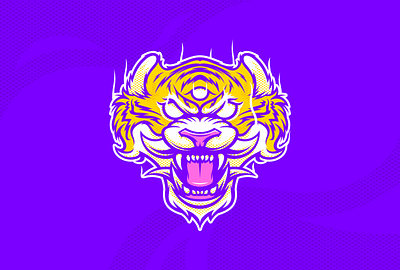 Three eyed tiger design illustration logo mask samurai sportlogo sticker tiger vector