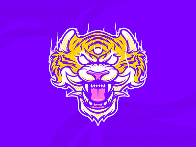 Three eyed tiger design illustration logo mask samurai sportlogo sticker tiger vector