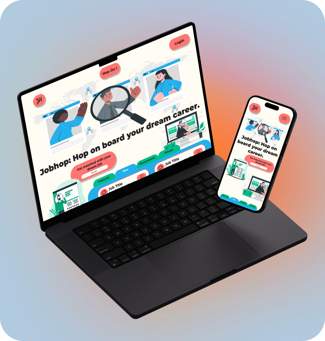 Recruitment Portal Start-up Website illustration start up ui ux web design