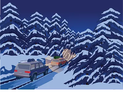 Snowy drive illustrator snow