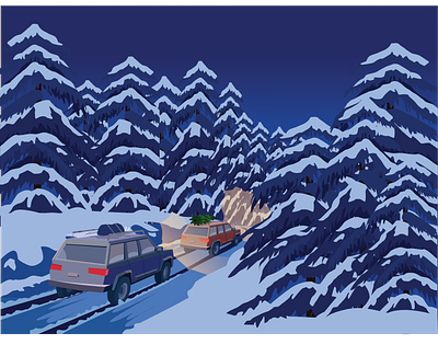 Snowy drive illustrator snow