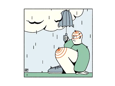 Why Stormy Weather is Often Linked to Joint Pain and Migraines cloudy editorial illustration outdoors outline pain pain management person procreate rain rainy day storm umbrella uncomfortable weather