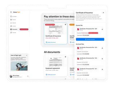 Drone pilot admin panel cards dashboard design drone menu sidepanel typography ui ux web