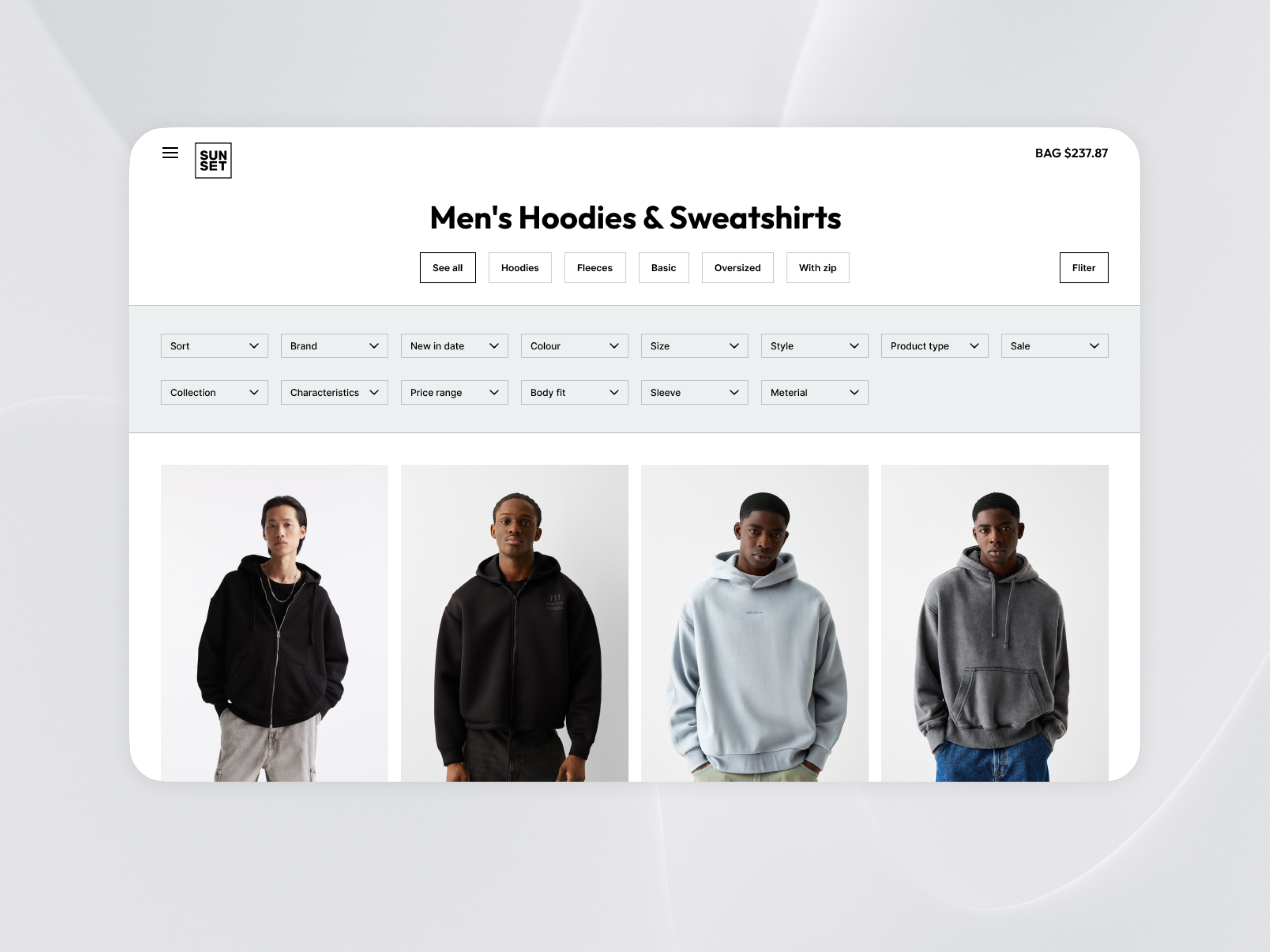 SUNSET - Fashion store clothing design fashionable figma shop store trendy ui ux uxui web web design
