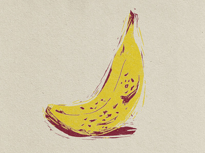 Banana Linocut banana block print brown illustration lineolum linocut paper print retro rust texture yellow