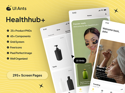 Healthhub+ - Health and Wellness App branding diet app exercise app graphic design healthh app medation app mentall health app nutrition app ui wellness app