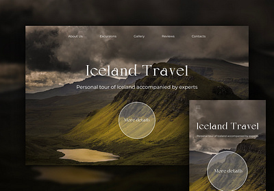 Iceland Travel design figma green landing peace travel ui ux website