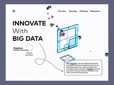 Big Data Enterprise landing page header animation 3dgraphics animation bigdata clean cube datacenter design doodle enterprise glass hover illustration motion graphics mouse typography ux web