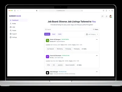 Job Application Dashboard - Jobs Page dashboard product design ui user experience design ux visual design web app webdesign