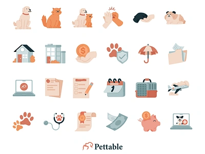 Pet Icon Set branding cat clean design dog figma flat hamster house icon icon set iconography icons illustration insurance logo people simple umbrella