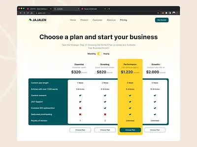 JAJALEN - Pricing Page clean design exploration landing page pricing pricingdashboard sales ui uidesign uiux webdesign website