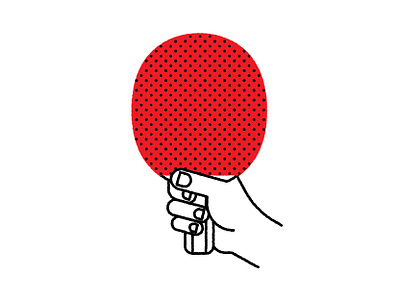 Ping Pong, Anyone? black chris rooney compete fingers hand illustration paddle ping pong red sport table tennis thumb white