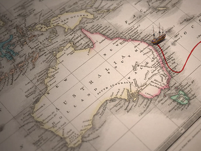 Historical Map: Captain Cook's Voyage in 1770 (Australia) ae after effects animation cartography geolayers geolayers3 map maps navigation map