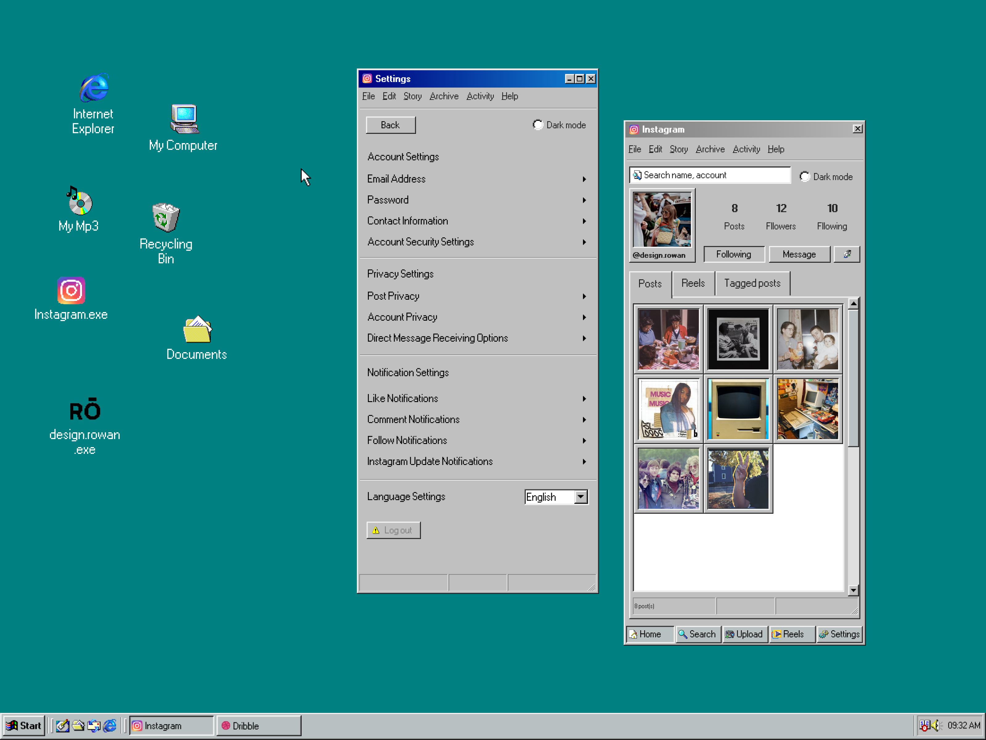 Daily ui. 007 Settings 1998 browser dailyui desktop exe figma instagram old window pixel pixelate retro setting settings ui uidesign user interface uxui window98 windows 98 y2k