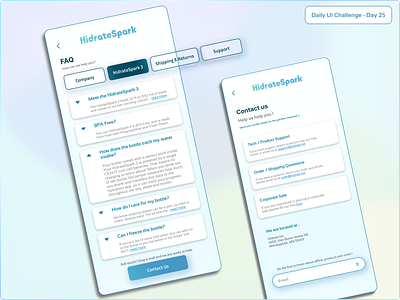 Daily UI Challenge #25 - FAQ & Contact Us page branding contact us page daily ui challenge daily ui challenge 25 design faq page graphic design hidratespark redesign hype 4 academy illustration redesign ui ux ux design