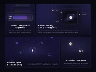 Domee - Features Page cloud server dark dark theme dark ui dark website design domain landing page domain website gradient hosting landing page linear design product design ssl ui ui design uiux web design web hosting website