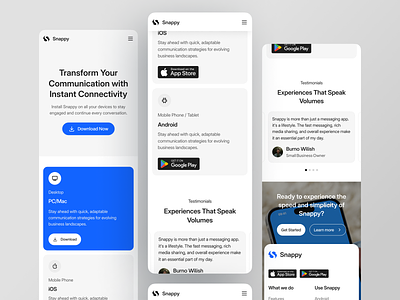 Snappy - Download Page (Responsive) app store chat clean conversation design download app download page download section landing page landing page responsive message message app messaging minimalist minimalist design play store product ui ux website