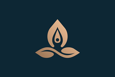 Golden Lotus Yoga Logo elegant gold icon logo lotus negative space yoga