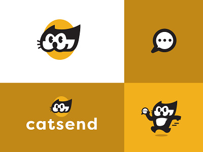 Catsend #2 animal brand identity branding cat chat design geometric logo logodesign mascot message modern