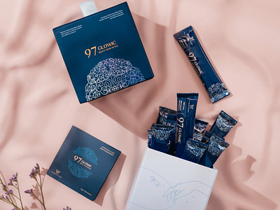 97 Glowic | Collagen Packaging design beauty blue chinese chinese medicine collagen drinks elegant gift box healthy lady natural organic packaging packaging box powder pure sachet